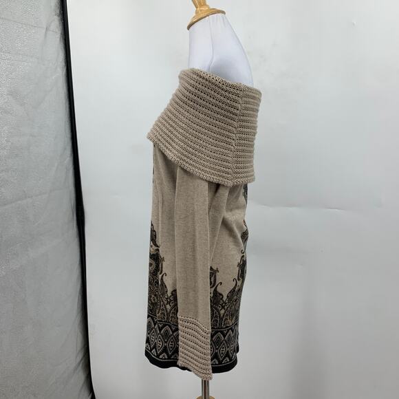 Cache Sweater Womens M Medium Multi Off The Shoulder Wool Blend Boho Print - Picture 3 of 8